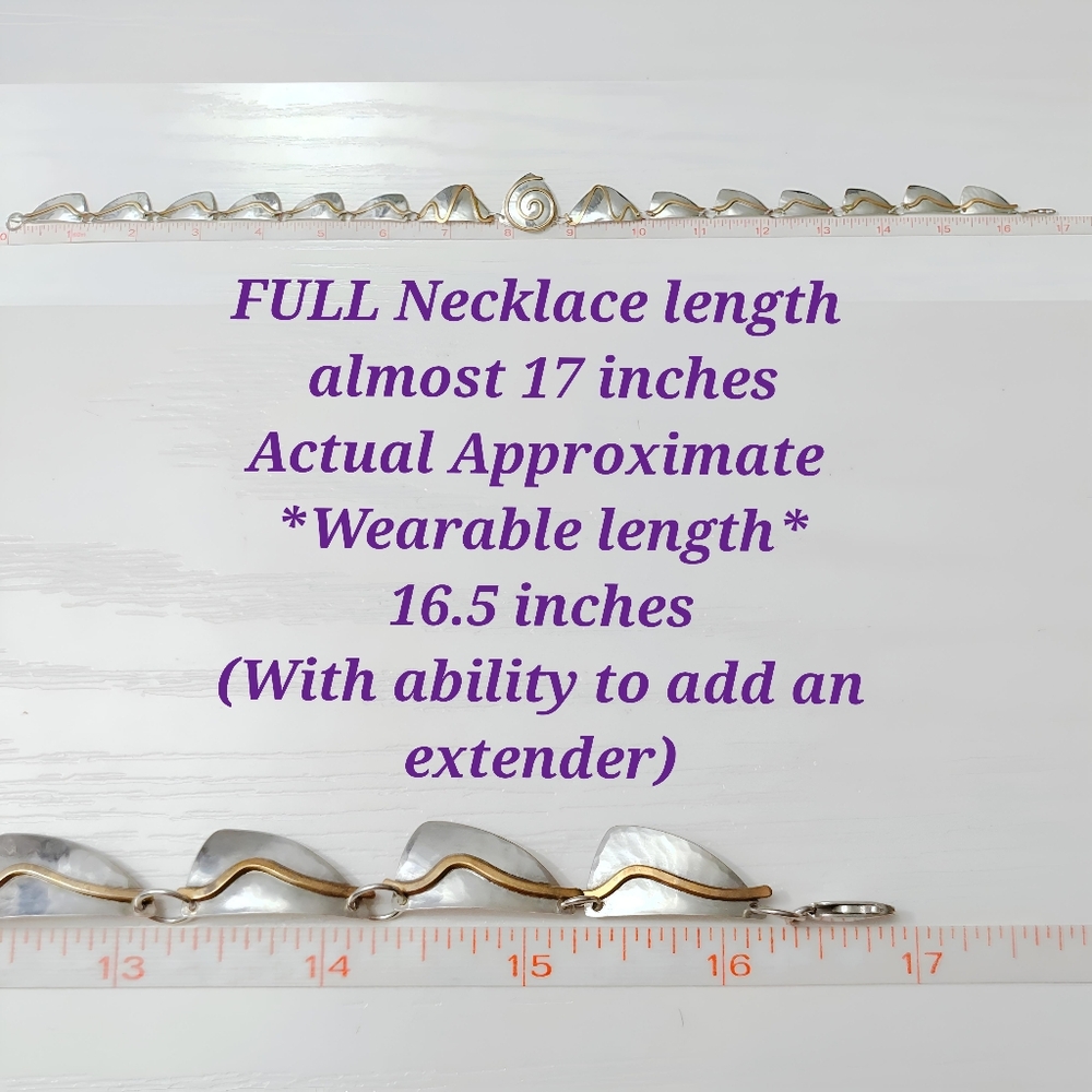 Vintage Sterling Silver Bronze Swirl Hand wrought Modernist Necklace Earring Set - Picture 10 of 15